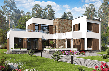 проект современного дома с панорамными окнами Алланд-332