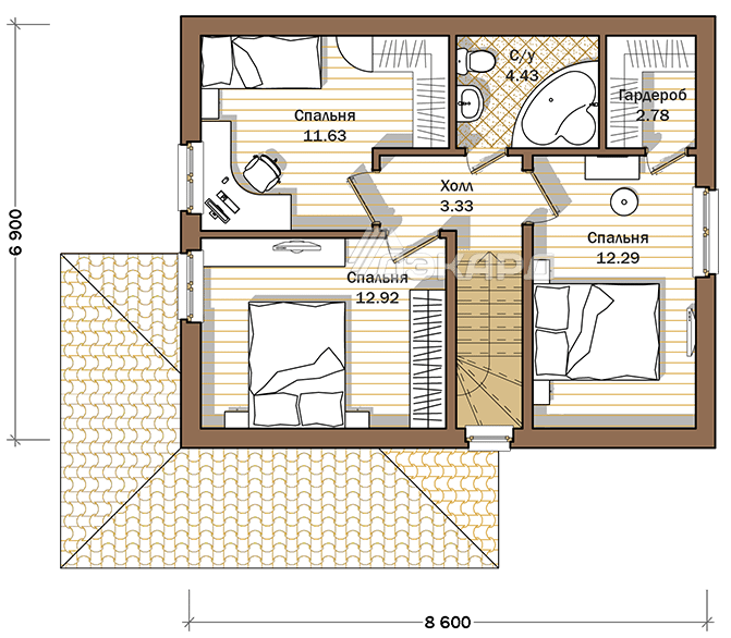 план 2 этажа каркасного дома Берген-132 –фото 2
