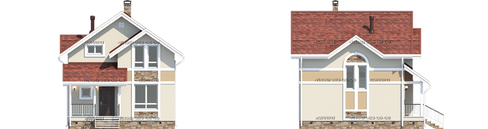 фасад загородного дома с высоким крыльцом Бьер-121 – фото 1