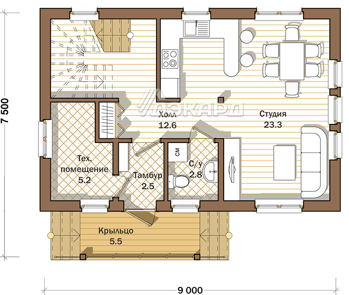 поэтажный план каркасного дома Бристен-114 – фото 1