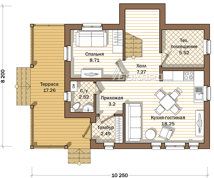 планировка первого этажа дома Давос-135