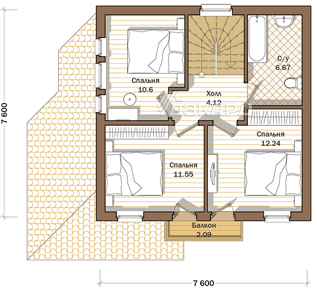 план 2 этажа каркасного дома Денвер-134