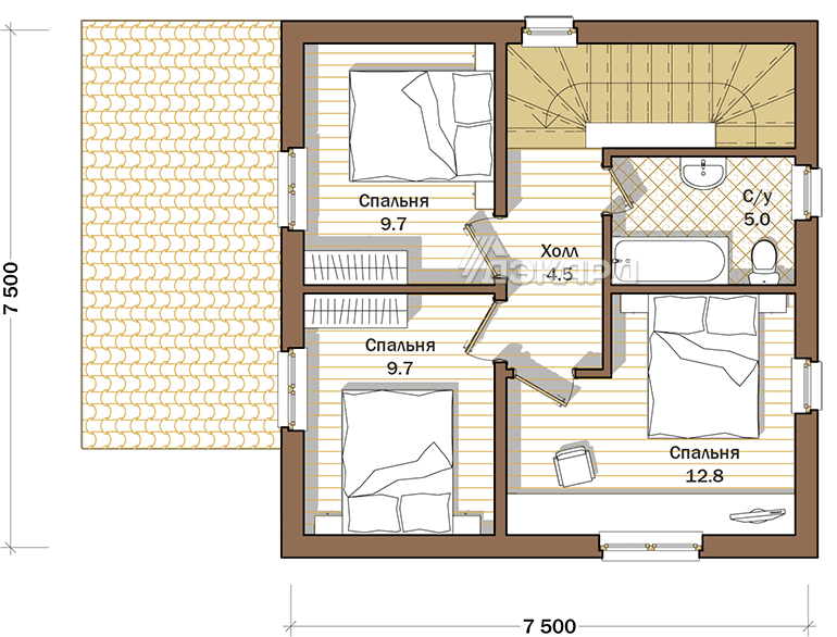 поэтажный план дачного дома Хантли-124 – фото 2